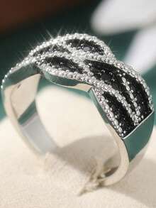 1pc Vintage Luxury Gold Tone Stacked Faux Moonstone Ring For Women