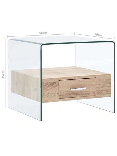 VidaXL Coffee Tafel Drawer 50x50x45 Cm Tempered Glass view 2