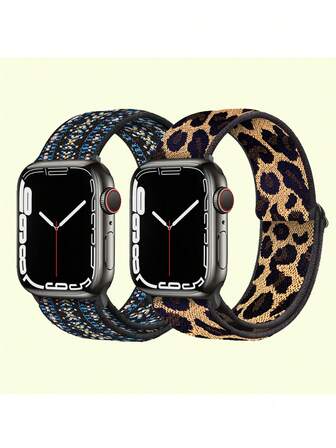 2 条尼龙松紧带，可替换表带，适合 38 毫米、40 毫米、41 毫米、42 毫米、44 毫米、45 毫米、46 毫米、49 毫米，男女皆宜，可调节运动弹性尼龙表带，兼容 系列 Ultra/SE/10/9/8/7/6/5/4/3/2/1