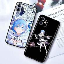Cartoon ReZERO Girl Covercompatible with  15 14 13 12 11 XS XR X 7 8 6 6S Pro Max Plus mini Black Phone Case,Covercompatible with  17 Hülle, 17 pro Hülle, 17 promax Hülle