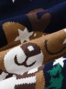 Young BoyGirls Christmas Snowman Pullover Sweater, Suitable For Spring, Autumn, Winter - Navy Blue - View 7