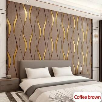 1卷灰色3D波浪纹自粘壁纸，为您的空间增添简约时尚气息。即撕即贴，经久耐用，适用于墙面、台面和家具，自粘可移除，轻松营造清新现代的家居氛围。四季皆宜，壁纸尺寸为17.7英寸x39.3/118.1/196.8/393.7英寸