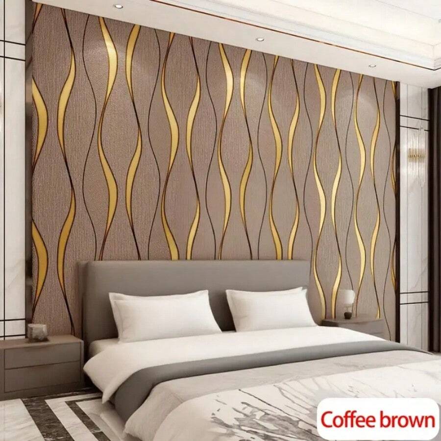 1卷灰色3D波浪纹自粘壁纸，为您的空间增添简约时尚气息。即撕即贴，经久耐用，适用于墙面、台面和家具，自粘可移除，轻松营造清新现代的家居氛围。四季皆宜，壁纸尺寸为17.7英寸x39.3/118.1/196.8/393.7英寸