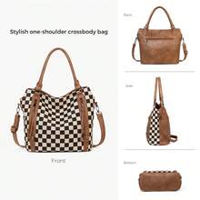 Vintage Checkered Tote Bag For Women, Large Hobo Bags For Women, Multiple Pockets Tote Handbags, Large Capacity Bag For Work Everyday Bag Versatile Daily Commuting Bag - 彩色 - 查看 3