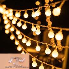 1pc 1.5M/3 Meters/6M/10M 10/20/40/80 Light LED Warm Light String Round Ball Small String Lights Battery Lights Room Decoration Outdoor Camping Colored Lights For Garden Christmas Light