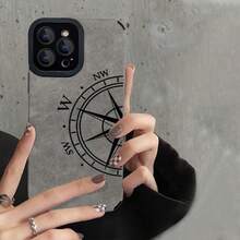 Creative and Broken Compass Pattern Imitation Faux Leather Texture Mobile Phone Case for iPhone 16/16Pro/16ProMax/16Plus/15/15Plus/15Pro/15ProMax, 14/14Plus/14Pro/14ProMax, 13/13Pro/13ProMax, 12/12Pro/12ProMax, 11/11Pro/11Proamx, 7/8plus, XR/Xs/XsMax High