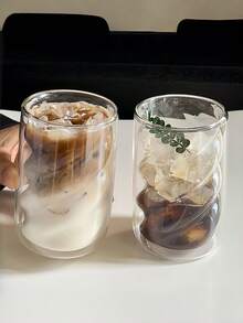 1pc Double-Layer Insulated Glass Cup, Transparent Dirty Cup, Creative American Coffee Cup, Home Tea Cup, Latte Cup