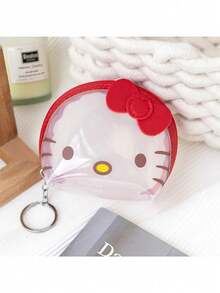 Sanrio 1 Pç Carteira Bonita Hello Kittys Kuromi Melody Cinnamoroll Transparente Portátil Moeda Fones de Ouvido Armazenamento Zero Carteira (Algumas Peças Podem Ser Aleatórias)