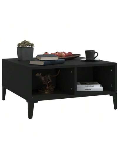 VidaXL Coffee Tafel 60x60x30 Cm, Processed Wood, Zwart view 5