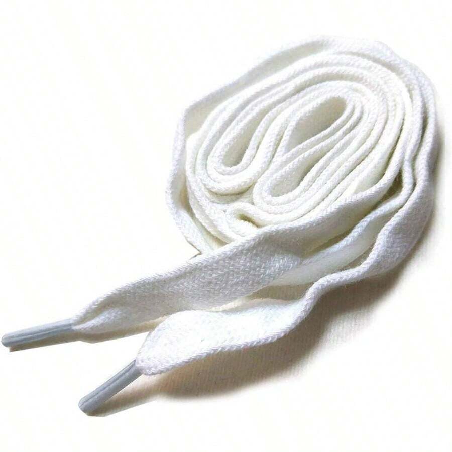 Cotton Shoelaces 39'' 43'' 47 51'' 55'' 86'' Inch Length 8mm Width Sport Canvas Shoes - 31inch/80cm + White - View 1