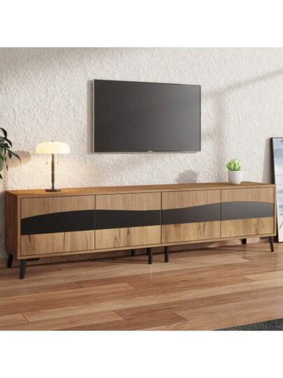 180*40*50cm TV Cabinet, Wood Zwart Splicing St Cabinet Cabinets, Living Room Support Legs, Recommended Load Capacity 30kg, Symmetrical Lowboard view 5