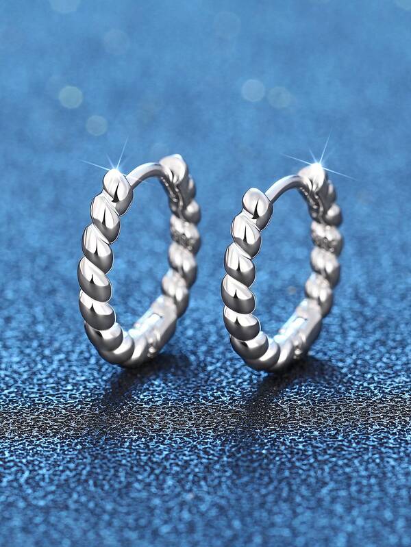 1 paire de boucles d'oreilles créoles mode en argent sterling 925, bijoux d'oreille pour mariage et anniversaire pour femmes, cadeau de bijouterie fine