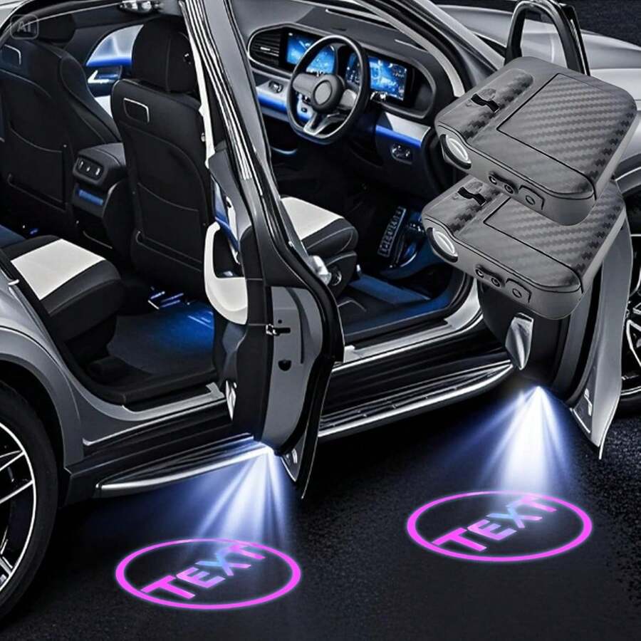 2 قطعة أضواء إسقاط باب السيارة، شعار قابل للتخصيص، أضواء ترحيب إسقاط LED على لوحة عتبة باب السيارة، مناسبة ل- ، أودي، ، رينو، شيفروليه، تسلا والمزيد