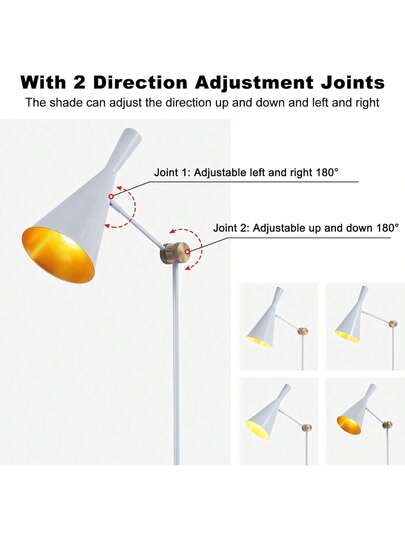 Alpinaluz Wit Industrial Vloer Lamp, Aluminum Shade Goud Honeycomb Interior, E27 Living Room view 9