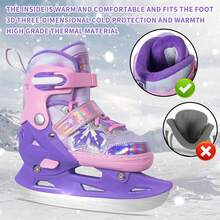 Nattork Adjustable Kids Ice Skates - 4 Size Adjustable Hockey Lace-Up Skates - Purple - View 2
