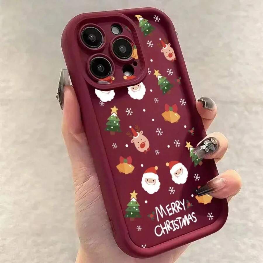 Custodia per telefono in silicone morbido e antishock con motivo di Babbo Natale e renne, compatibile con 17 Air, 16, 15, 14, 13, 12, 11 Pro Max, X, XS, XR, 7, 8 Plus - Vino-B807 - Visualizzare 1
