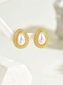 1 Pair Retro Elegant Water Drop Faux Pearl Fashion Personalized Women's Versatile Dating Earrings