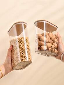 1pc Transparent Airtight Canister With Bamboo Lid, Large Capacity Kitchen Storage Container, Grain Dispenser, For Storing Grains, Rice, Pasta And Snacks, Kitchen Accessories, Meal Prep, Dining Tools - Transparent - View 11