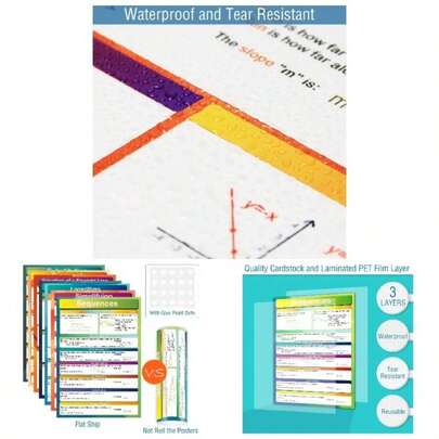 9 Pieces Math Geometry Posters Educational Angles Triangles Trigonometry Circle Math Classroom Decor Middle School And High School Classroom Decorations Or Homeschool Supplies, 16x 11 Inch