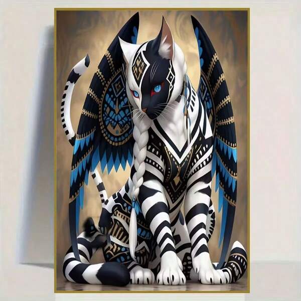 New Hot-Selling 5D DIY Diamond Painting Kit - Dual-Wing Fantasy Cat, Full Round Diamond Mosaic Artwork, Creative Home Office Wall Decor, Christmas Gift
