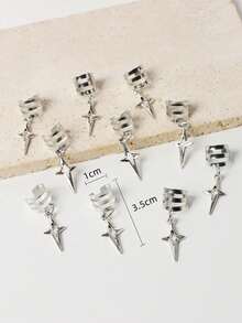 10 piezas Anillos para el cabello con colgante de estrella, accesorios de playa de verano, pinzas de metal para el cabello, estilo punk, decoraciones para el cabello de festival y fiesta para mujeres, pasadores para el cabello, barrettes