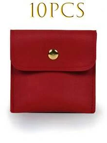 20/1件装仿皮首饰袋，带按扣，奢华礼品袋，适用于耳环、项链、手链和戒指 - 完美收纳和包装，方形天鹅绒抽绳袋，布艺礼品袋，糖果礼品袋，项链手链包装袋，首饰珠子，情人节礼物 - 彩色 - 查看 18