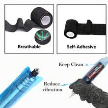 403pcs/Set Machine Pen Covers, Grip Wraps, Black Blue Tattoo Pen Bags, Pen Machine Sleeves, And Black Grip Tapes For Tattoo Artist Tattoo Supplies - 黑色 - 查看 5