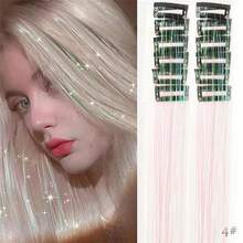 时尚派对圣诞礼物，送给女孩的金色丝绸发夹，12个装，中长直发夹，彩色闪光发夹，精美发饰，适合作为节日派对礼物送给家人和朋友 - 彩色 - 查看 7