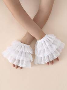 1双女式复古优雅花卉蕾丝双层荷叶边袖套 - 蕾絲手臂套 - 查看 10