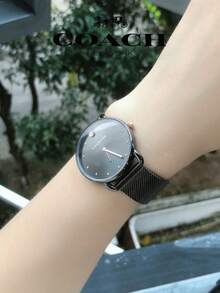 Coach Elliot Gray Mesh Bracelet Gray Dial Quartz Watch For Ladies - Black - View 3