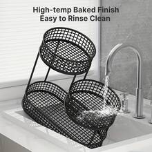 EZIFY 3-Tier Black Metal Fruit Basket (Large Capacity, Lid), Rustproof For Fruits/Veggies/Snacks - 黑色 - 查看 7
