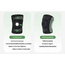 1 pieza Rodillera deportiva de talla grande, manga de rodilla con compresión de resorte y correa ajustable para senderismo, protección de la rótula - Negro - Ver 9