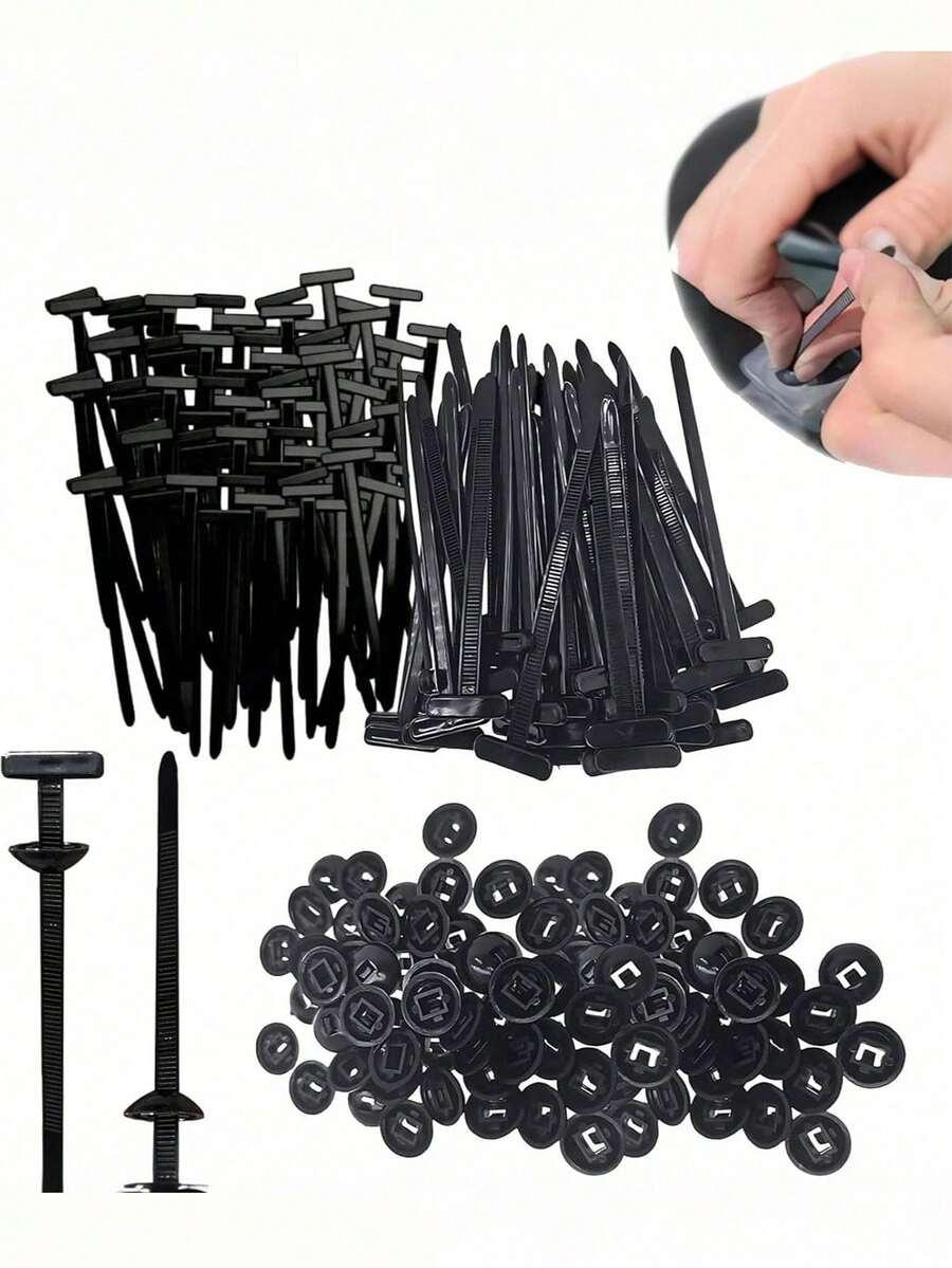 20/40/50/60/100 piezas Bridas de nailon universales de uso pesado con pasador y botón. Correas de sujeción para reparación de automóviles y uso diario. - Multicolor - Ver 1