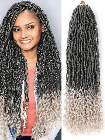 1 Packung Neue Faux Locs Häkelhaare, lange weiche Locs Häkelzöpfe mit lockigen Enden, natürlich schwarze synthetische Bohemien Locs Zöpfe Haarverlängerungen als Geschenk