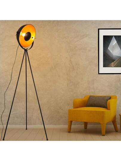 Alpinaluz Vintage Tripod Vloer Lamp "Bremen" Nordic Industrial Goud Zwart Metal Shade view 3
