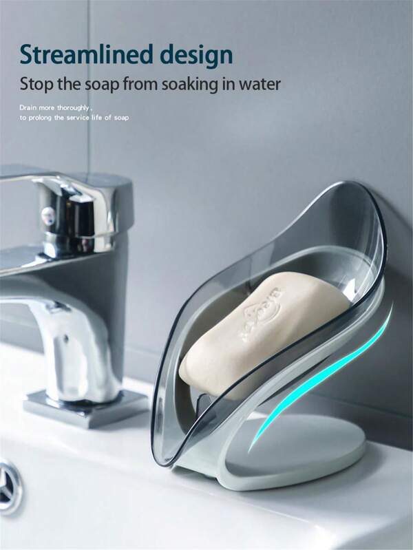 1 Stück blattförmige Seifenschale mit Saugnapf - Keine Bohrung erforderlich, wasserdichte Kunststoffhalterung, geeignet für Badezimmer und Waschräume