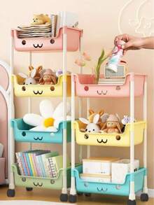 Multifunktionaler Rollwagen mit Rädern - ideal zum Organisieren von Spielsachen, Küche, Badezimmer, Waschraum und Wohnzimmer - robuster Kunststoff, mehrfarbig, Aufbewahrungsregale