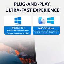 Kodak Kodak tragbare externe Festplatte P150 - 500 GB/1 TB USB 3.0, mit schneller Datenübertragung, Stabilität und Haltbarkeit. Ideal zum Backup und für die Datenspeicherung.