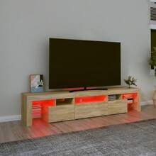 vidaXL TV-Schrank Mit LED-Beleuchtung Sonoma-Eiche 200x36,5x40 cm - Giallo - Visualizzare 5