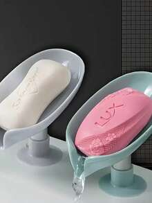 1 pieza Plato de jabón con forma de hoja con ventosa. Plato de jabón con forma de hoja con orificio de drenaje. Plato de jabón con ventosa, antideslizante, adecuado para ducha, baño, fregadero de cocina, accesorios de baño, decoración de baño del hogar, almacenamiento y organización del baño, decoración de otoño, decoración de vuelta al colegio, Navidad, regalo de Acción de Gracias (color aleatorio)