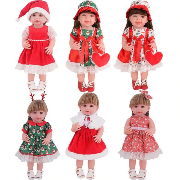 1 Conjunto de Ropa Navideña para Muñeca de 22 Pulgadas, con Sombrero, Accesorios con Corazón, Adecuado para Decoración Navideña, Juego de Muñecas, Regalo de Cumpleaños Festivo para Amigos