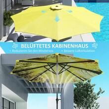 Sonnenschirm Ø300 cm achteckig mit Handkurbel Balkonschirm UV-Schutz Wasserdicht Sonnenschutz windfest Schattenspender für Garten & Terrasse, Gelb