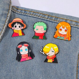  ONE PIECE 1/5 Pcs Adventure Passionate Anime Cartoon Brooch Fashion Monkey D. Luffy Enamel Pin Metal Badge Jewelry Backpack Clothing Accessories Festive Gift Christmas