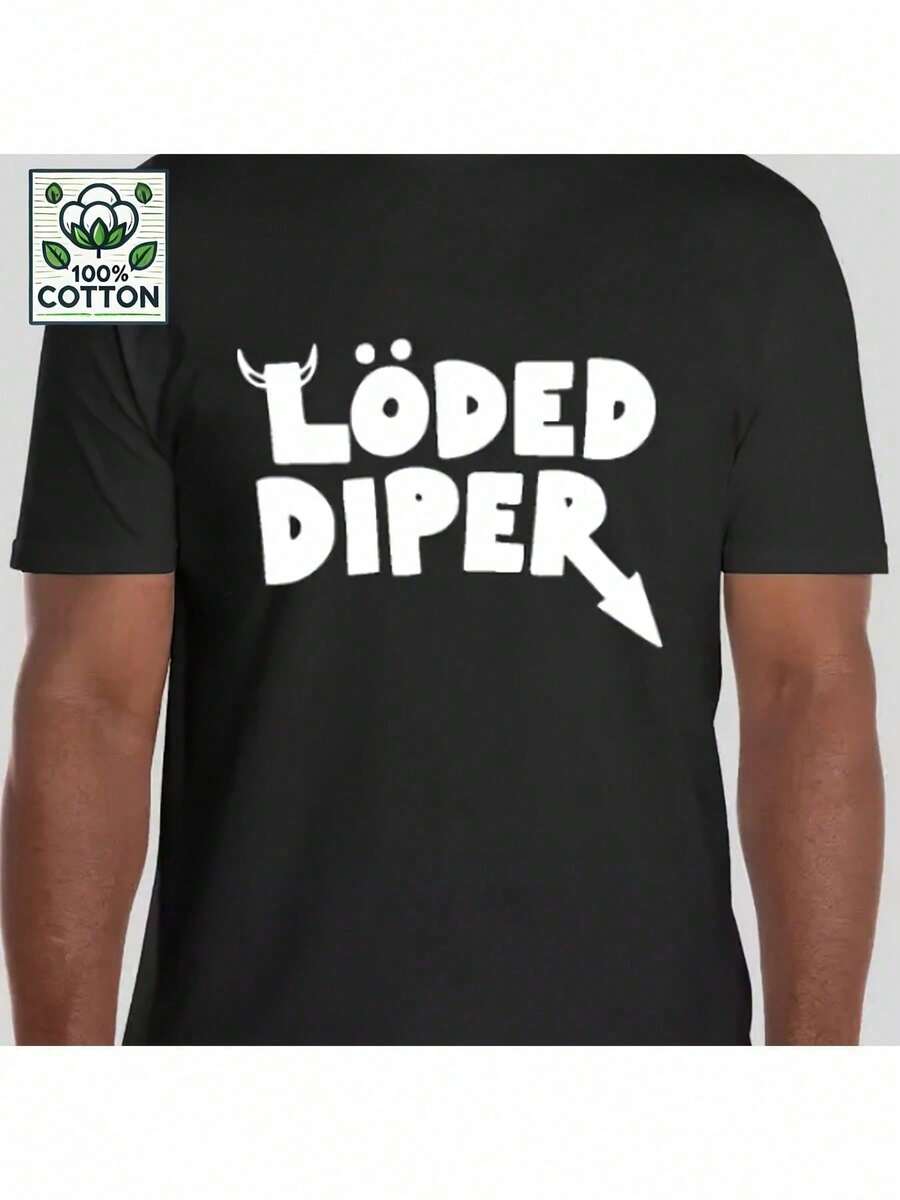 Diary Of A Rodrick Rules LOADED DIPER Graphic T-Shirt - Black With White Print, 100% Cotton, Regular Fit, Short Sleeve T-Shirt For Men And Women, Humorous Pop Culture Casual Tee, Everyday Wear | Playful Font Design | Comfortable Fit - 黑色 - 查看 1