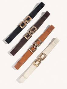 1 件女士对称扣休闲弹力腰带，适合夏季、秋季、万圣节等场合穿着