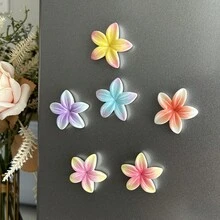 2个/6个热带鸡蛋花冰箱贴，带收纳袋 - 3D夏威夷鸡蛋花树脂艺术品，5片花瓣，强力磁性冰箱贴，适合海滨别墅厨房和度假风格装饰 - 彩色 - 查看 11