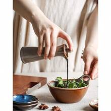 Ceramic Olive Oil Dispenser BottleJapanese Shoyu Soy Sauce Dispenser 4 Oz Oil Bottles For Kitchen Vinegar Container Jar Suitable For Storage Coffee Syrups - xám đen - Xem 4
