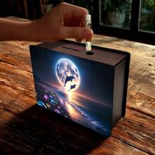 1pc - This Wooden Piggy Bank With Ocean And Dolphin Motifs Adds A Festive Touch And Fun To Saving. This Reusable Wooden Piggy Bank Is A Beautifully Handcrafted Decoration, Perfect For Valentine's Day, Thanksgiving, Ramadan, And More – An Ideal Gift For Your Home, Living Room, And Office.