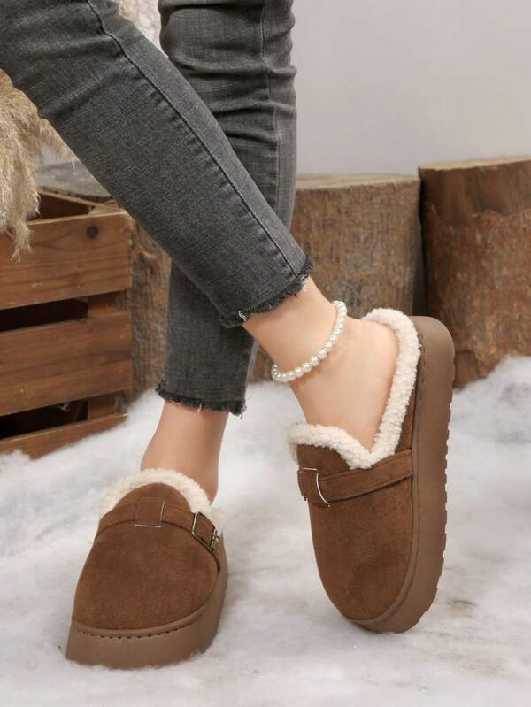 2025 Nuovi pantofole invernali alla moda, comode per interni/esterni, con suola spessa e fodera termica, da indossare senza allacciare per le donne