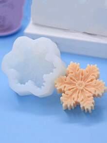 1 pieza Molde de silicona en forma de copo de nieve para hacer velas aromáticas en forma de copo de nieve, decoración del hogar - Blanco - Ver 3